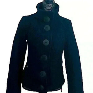 SOIA & KYO ELBOW PADS  BLACK TWEED JACKET BLAZER SIZE S